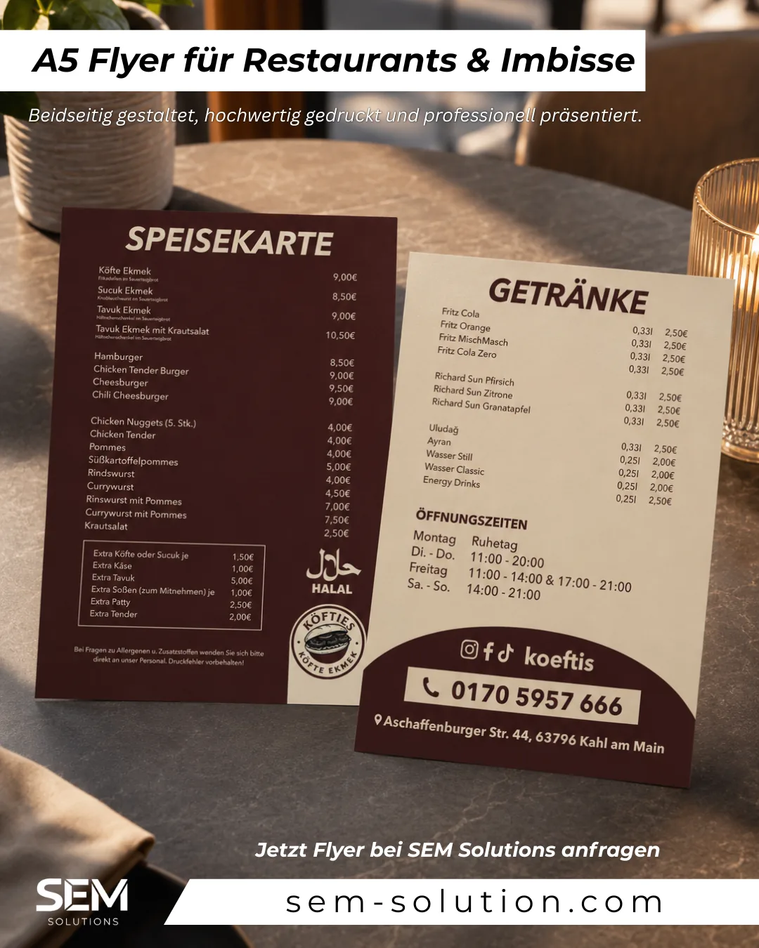 Flyer für Gastronomie